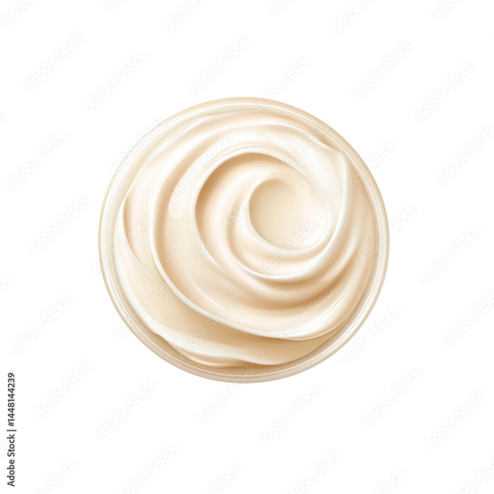 Swirled Creamy Texture, Close-up of Smooth and Luxurious Cosmetic Cream or Yogurt Swirled Creamy Texture, Close-up of Smooth and Luxurious Cosmetic Cream or Yogurt