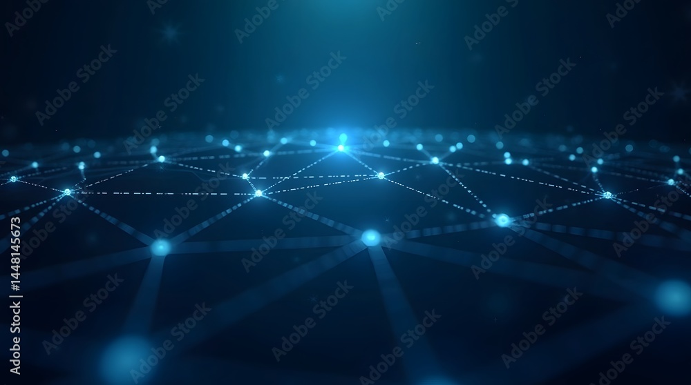 Abstract blue network background, perfect for illustrating technology, science, and business concepts. Features a glowing interconnected web on a dark backdrop. Abstract blue network background, perfect for illustrating technology, science, and business concepts. Features a glowing interconnected web on a dark backdrop.