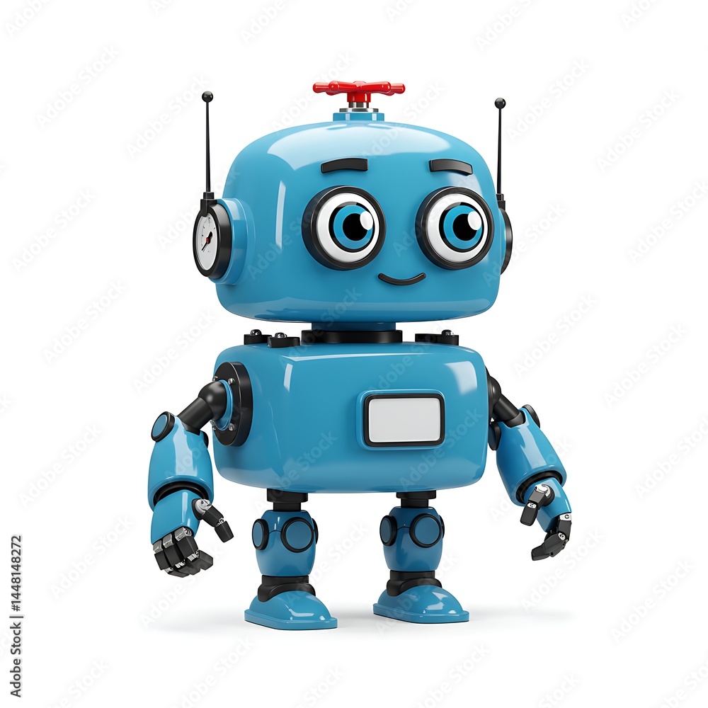 Friendly Blue Robot: A Cheerful 3D Render Friendly Blue Robot: A Cheerful 3D Render