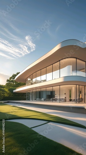 Wallpaper Mural modern house, home, building, architecture, exterior, sky, residential, new, window, construction, roof, estate, property, real estate, windows, real, front, facade, blue, luxury, glass, design, balco Torontodigital.ca