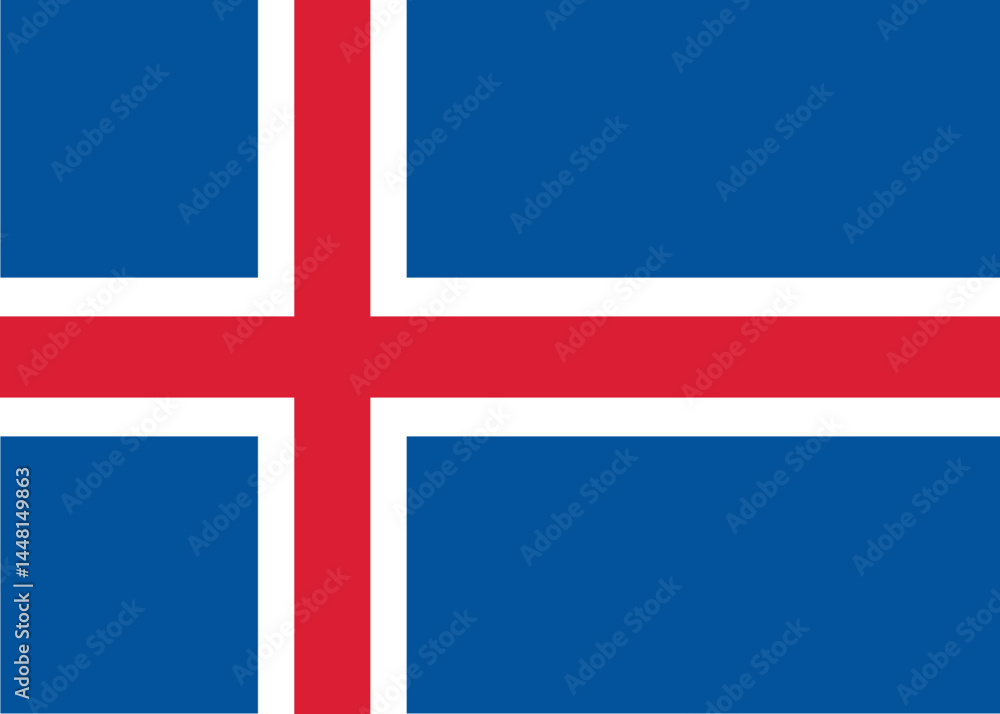 Obraz premium Icelandic flag with blue background and red cross