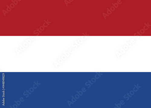 Dutch flag with horizontal red white and blue bands