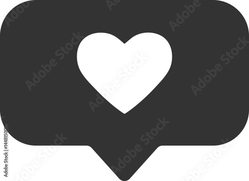 Like heart icon in solid black comment bubble