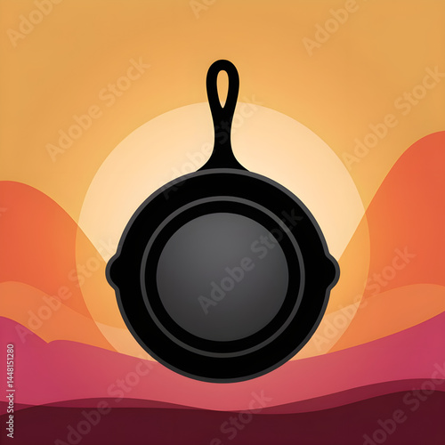 frying pan vector illustration