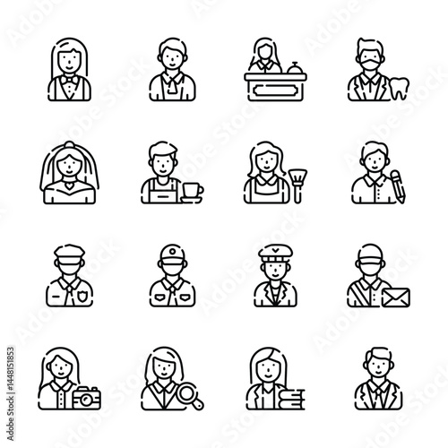 Modern bundle of line icon denoting citizens and professional avatars