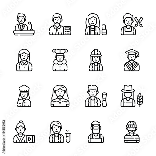 Get a glimpse of our latest pack showing individual characters line icons