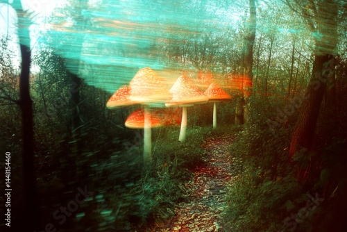 Obraz na płótnie Symptoms of neurological disease. What causes hallucinations. Metaphorical psilocybin physical senses, of a mental illusion. Hallucination - due to psilocybin: abstract image of mental state. w salonie