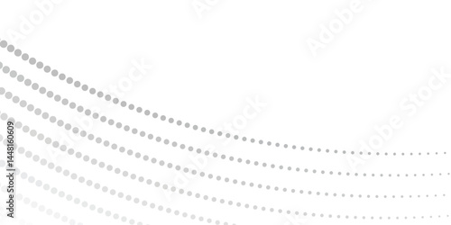 Abstract halftone gray dots gradient on white background, Curved twisted slanting design or waved lines pattern, Templates for business cards, brochures, posters, covers. vector eps10