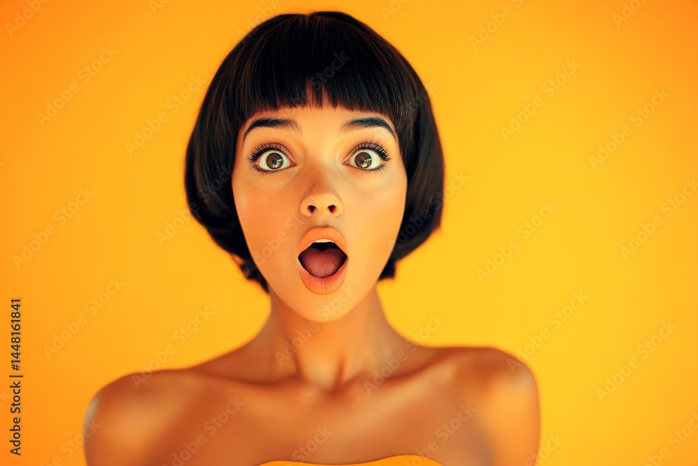 Commercial commercial visual idea. Short trim - straight hair. Stunning very astounded mixed-race girl - for ads, ad page and social platforms use. African american fashion photo. Colored girl.