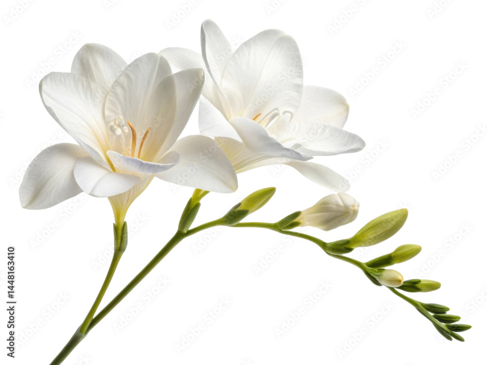 Beautiful freesia flowers bloom gracefully, showcasing their delicate petals and vibrant green stems, perfect for any floral arrangement Beautiful freesia flowers bloom gracefully, showcasing their delicate petals and vibrant green stems, perfect for any floral arrangement