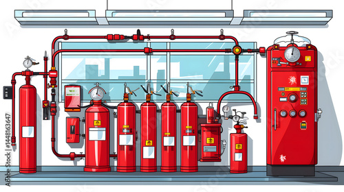 Wallpaper Mural Detailed Illustration of the Components Inside a Fire Extinguisher for Safety Training Materials Torontodigital.ca