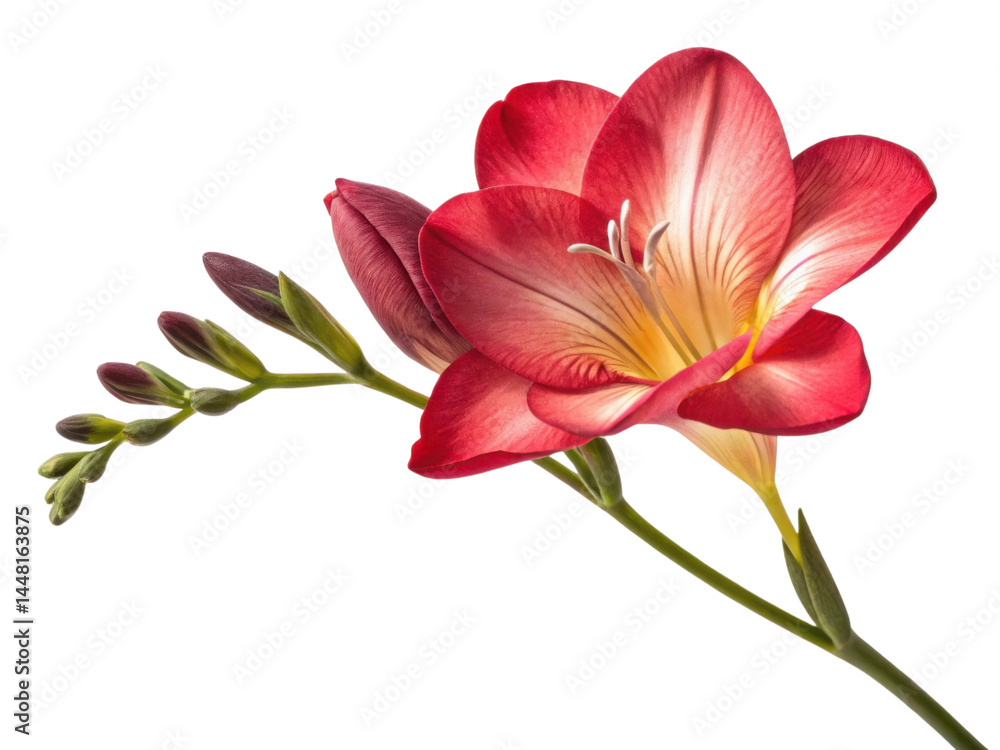 Vibrant freesia flower blooms beautifully, showcasing its delicate petals and captivating colors, perfect for adding elegance to any setting Vibrant freesia flower blooms beautifully, showcasing its delicate petals and captivating colors, perfect for adding elegance to any setting
