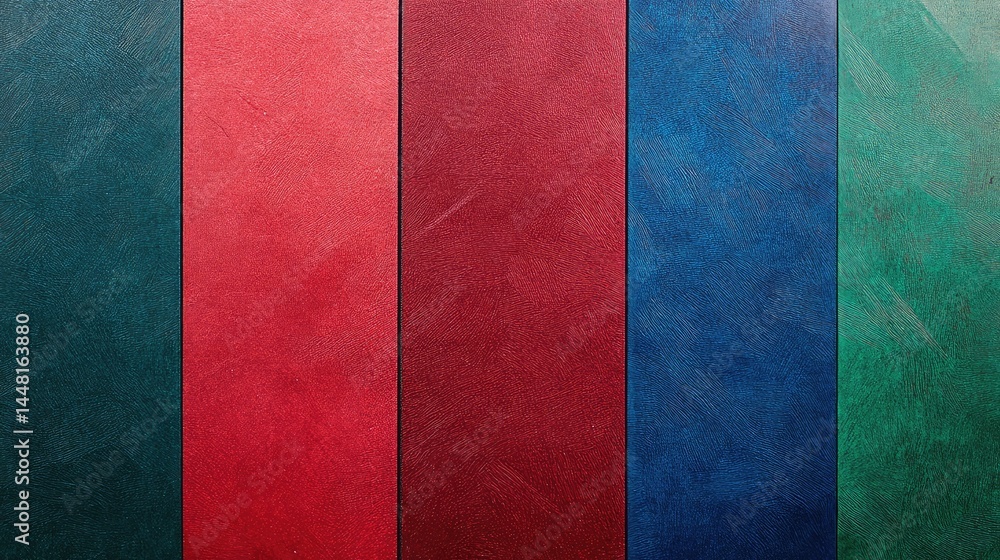 Flat colorful sheets of red, green, and blue paper with detailed grain texture, clean background Flat colorful sheets of red, green, and blue paper with detailed grain texture, clean background