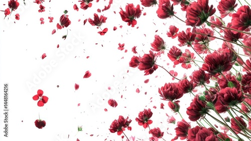 Flat composition of red clover with sharp focus on floral texture, clean botanical white background