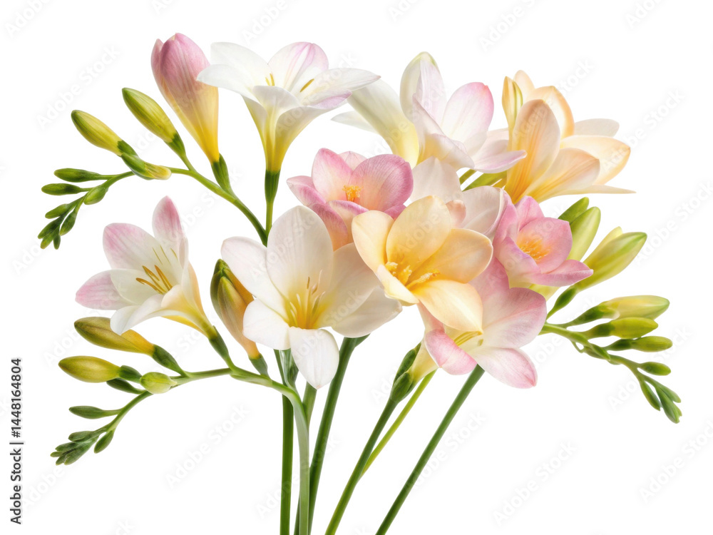 Beautiful freesia flowers in soft pastel colors create stunning bouquet that brings joy and elegance to any setting Beautiful freesia flowers in soft pastel colors create stunning bouquet that brings joy and elegance to any setting