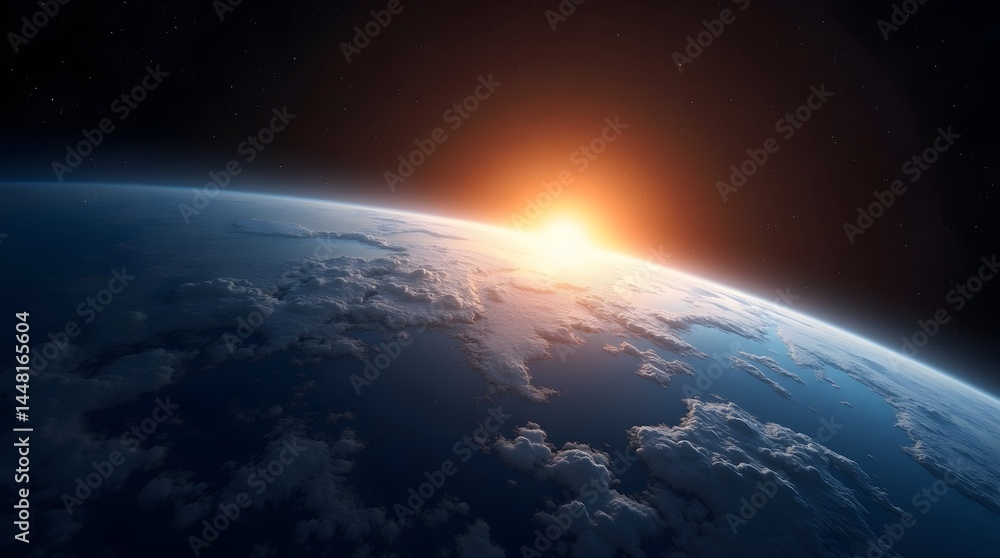 Stunning sunrise over Earth from space. Serene view, perfect for science, environment, and travel themes. Stunning sunrise over Earth from space. Serene view, perfect for science, environment, and travel themes.