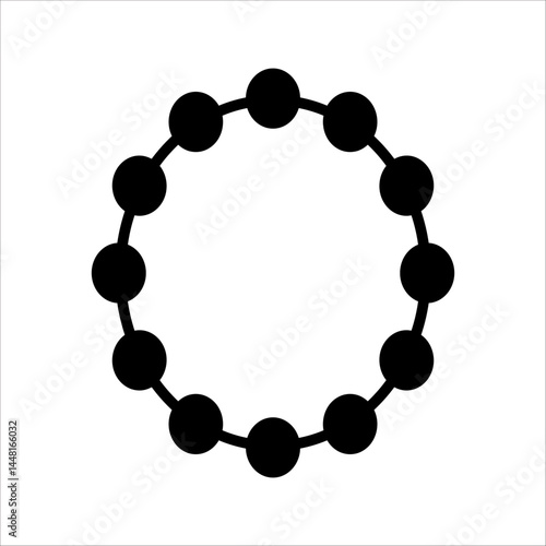 Buddhist mala, rosary cartoon beads with tassel. Funny pink loop of prayer beads on string for zen meditation. praying, spirituality mascot, cartoon cute traditional chaplet vector illustration