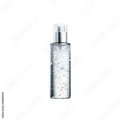Sparkling Clear Facial Toner in Glass Bottle with Pump Dispenser