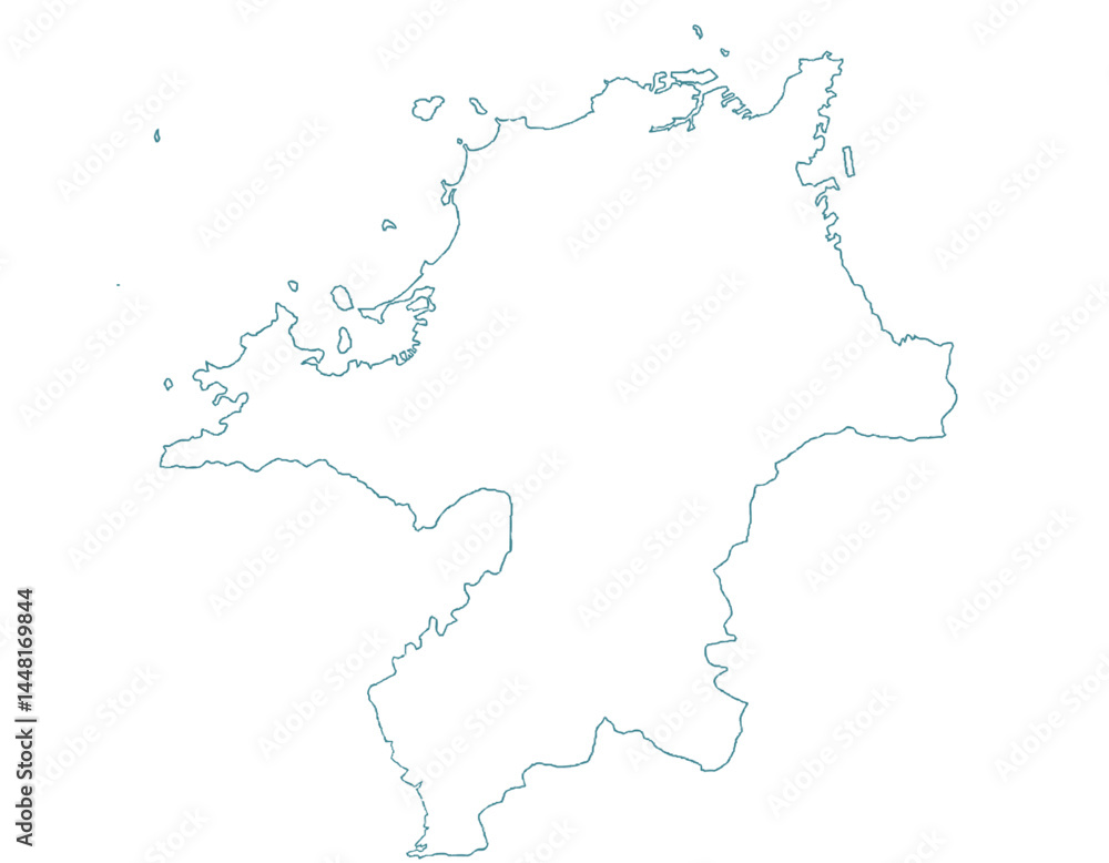 Obraz premium 福岡県 地図 白 イラスト