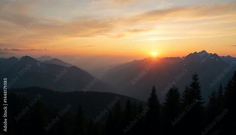 Obraz premium Mountain Peak Sunset View