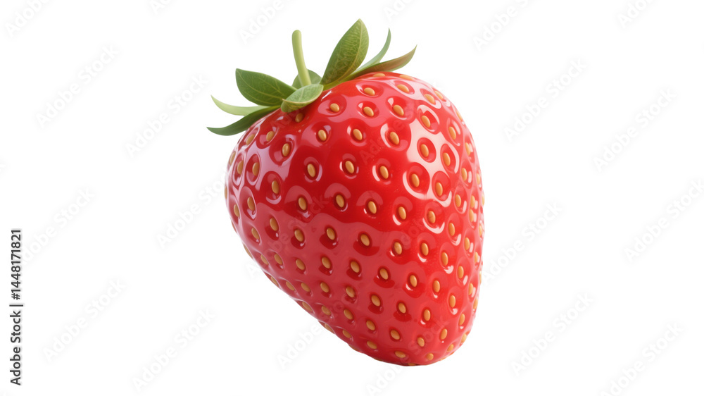 Fresh Strawberry with Green Leaves on Transparent Background Fresh Strawberry with Green Leaves on Transparent Background