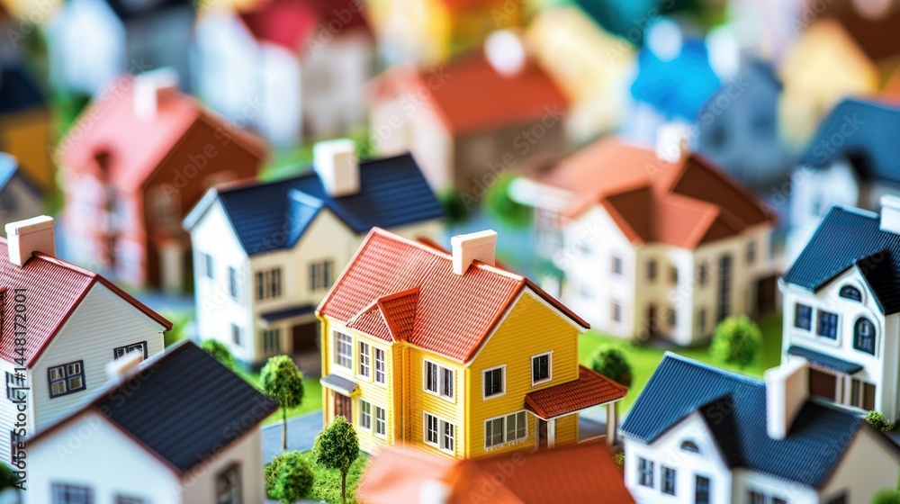 A colorful model of a city with various buildings, roads, and trees, set against a blurred background. A colorful model of a city with various buildings, roads, and trees, set against a blurred background.