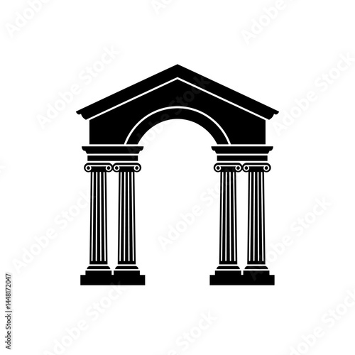 Ancient Greek Arch Silhouette: A timeless silhouette of a majestic Greek arch, featuring fluted columns and an intricate archway, evokes the grandeur and architectural prowess of ancient Greece. 