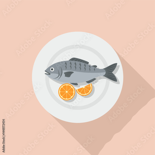 Seafood Delight: a fresh fish dish, beautifully arranged on a plate, garnished with orange slices, ready to tantalize the taste buds, showcasing culinary artistry.