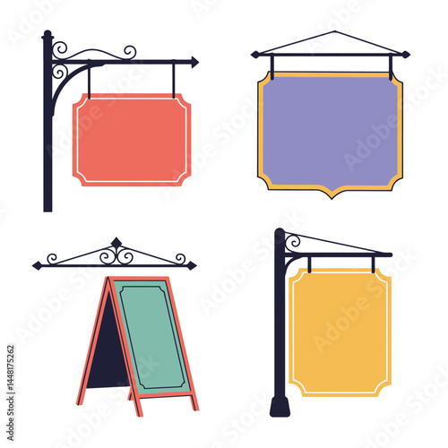 An assortment of illustrated caps and hats in various colors and styles, arranged neatly.

