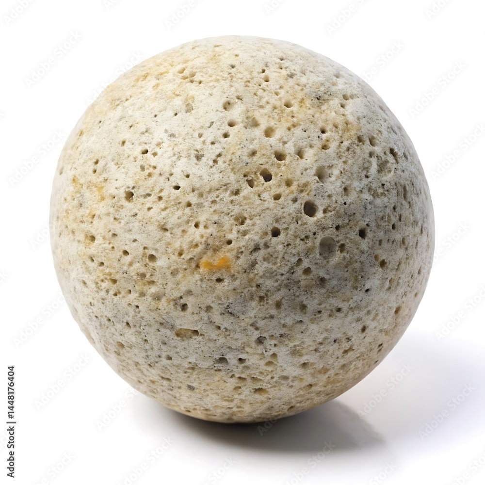 Stone ball on the surface pores isolated on white background Stone ball on the surface pores isolated on white background
