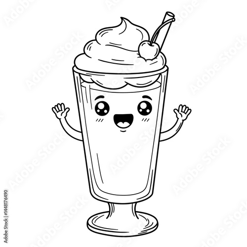 Whimsical Dessert Delight: An adorable dessert in a glass, adorned with whipped cream and a cherry, charms with a playful design, evoking a sense of fun and joy.