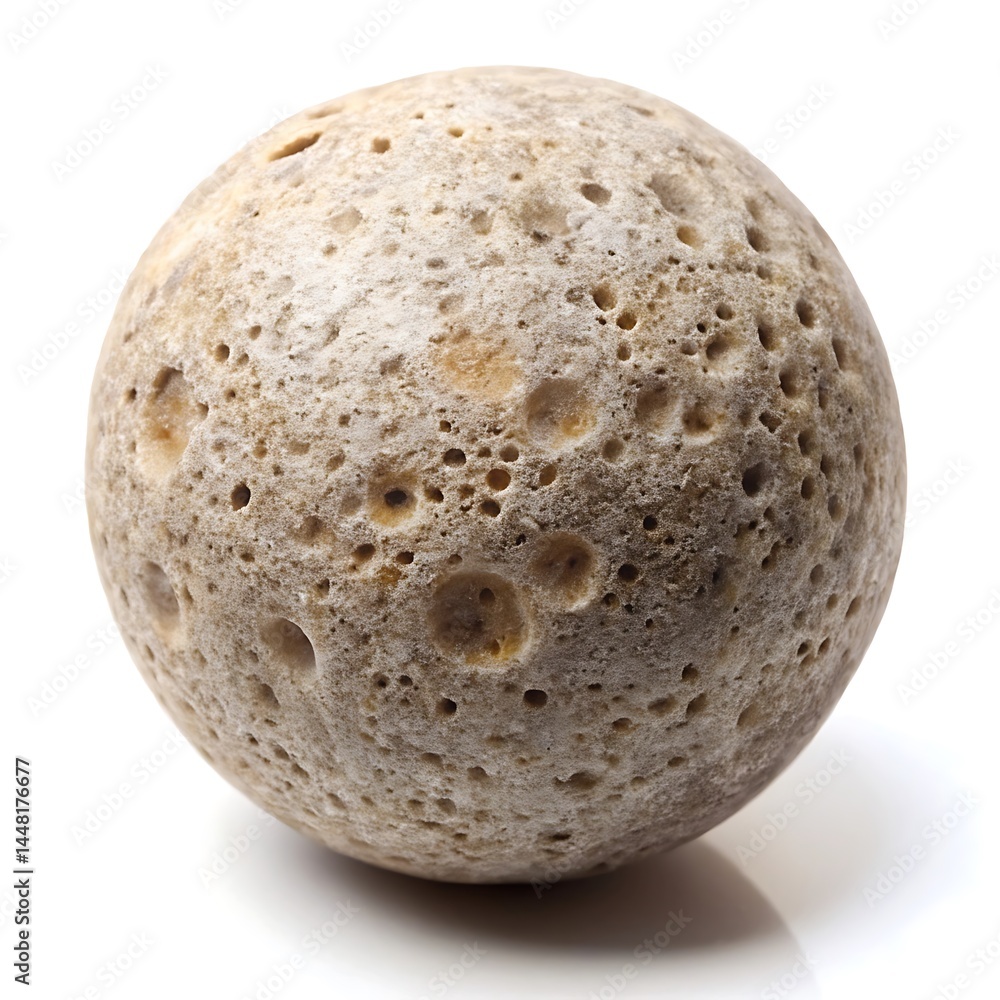 Stone ball on the surface pores isolated on white background Stone ball on the surface pores isolated on white background