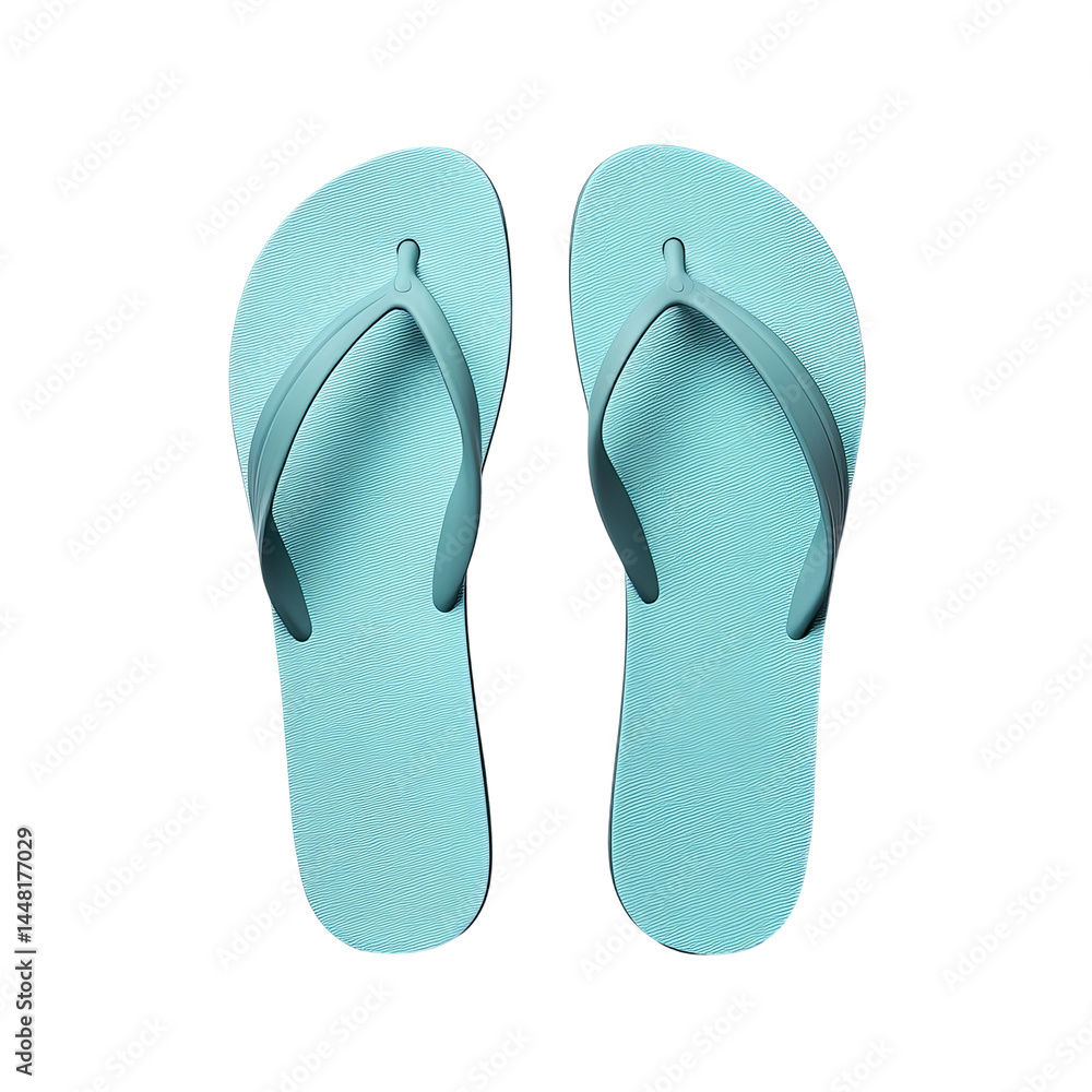 A pair of light teal flip-flops, Summer footwear, Beach sandals, simple design A pair of light teal flip-flops, Summer footwear, Beach sandals, simple design