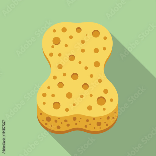 Cleanliness Personified: A visually appealing, flat-design depiction of a household sponge, exuding a sense of purity and the promise of spotless surfaces. 