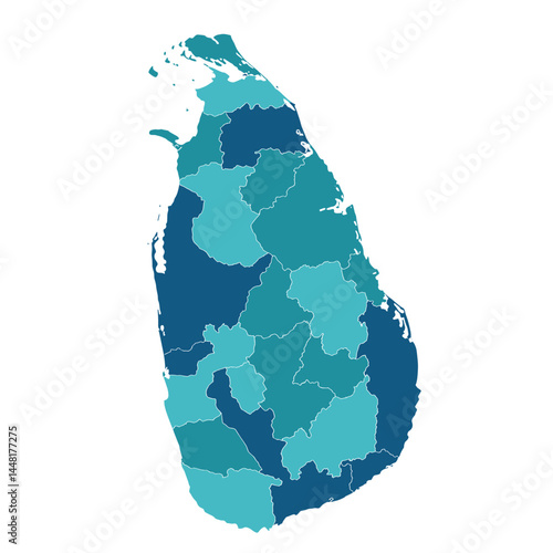 Sri Lanka Map: An abstract geographical representation of Sri Lanka, showcasing its administrative regions in a color-coded map.