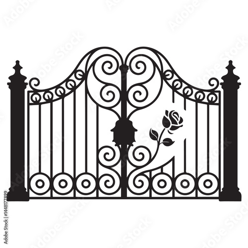 Gate icon Vector Black silhouettes. with white background