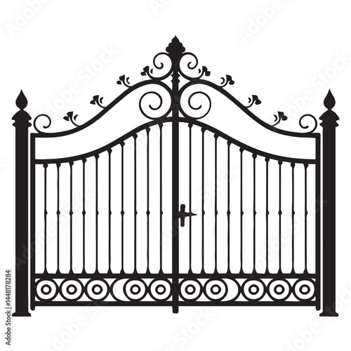 Gate icon Vector Black silhouettes. with white background