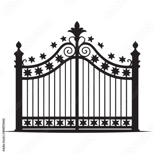 Gate icon Vector Black silhouettes. with white background