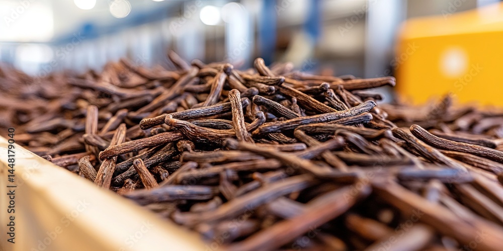 Fototapeta premium vanilla bean processing plant - manufacturing supply chain for food and spice