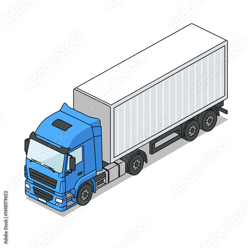 Truck in Transit: A blue semi-truck is depicted, its trailer poised for transport, signifying movement and the journey of goods. Capturing the essence of industry and logistics.