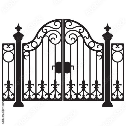 Gate icon Vector Black silhouettes. with white background