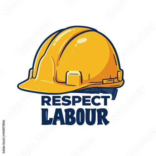 Hard Hat & Labour: A meticulously crafted, eye-catching graphic portrays a classic yellow hard hat. Accompanying this is the powerful message "Respect Labour", conveyed in bold typography.