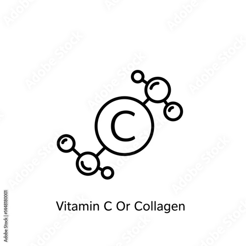 Vitamin C Molecular Structure: A minimalist line drawing of a vitamin C molecular structure, a symbol of health and wellness, is presented in clean, crisp lines.