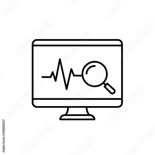 Digital Diagnostics: A stylized illustration depicts a computer screen displaying a heart rate waveform, overlaid with a magnifying glass, signifying technological insights.