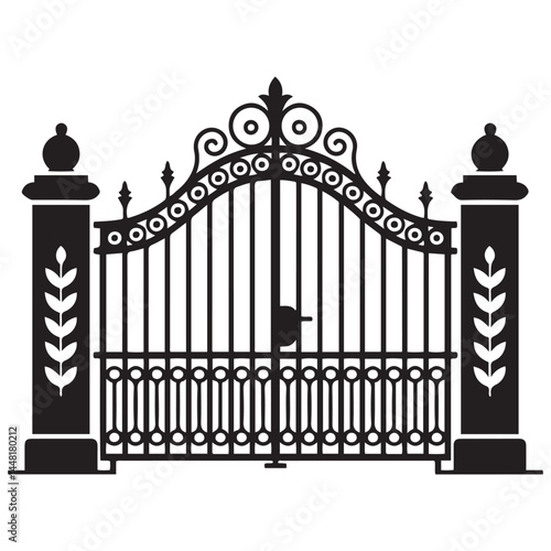 Gate icon Vector Black silhouettes. with white background