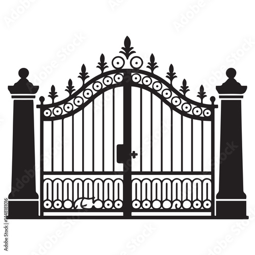 Gate icon Vector Black silhouettes. with white background