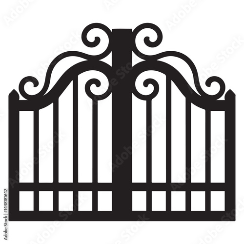 Gate icon Vector Black silhouettes. with white background