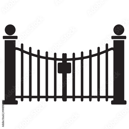 Gate icon Vector Black silhouettes. with white background