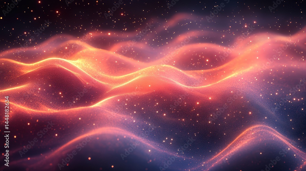Fototapeta premium Abstract Cosmic Waves Glowing Nebula and Celestial Dust
