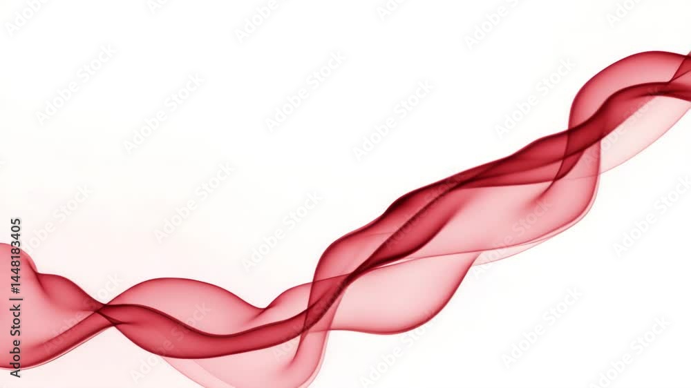 Soft Red Smoke Waves Flowing on White Background Soft Red Smoke Waves Flowing on White Background
